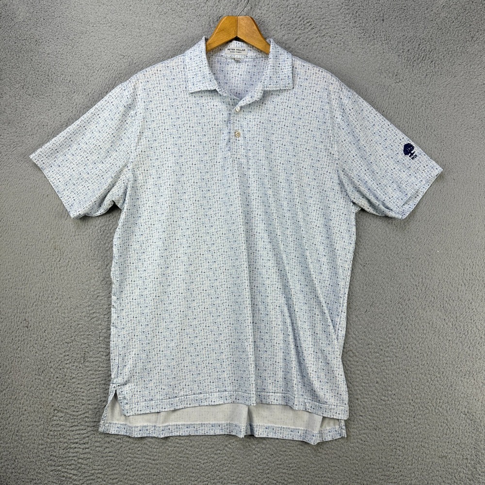 Peter Millar Summer Comfort Golf Polo Shirt Mens L Blue Cocktail